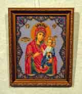 Вышивка «Богородица Иверская» 25,7х20,2
(рамка, стекло антиблик, оргалит, установка, натяжка)
