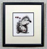 Вышивка «Ежик» 20х18 (рамка 35х33)
(рамка деревянная, оргалит, установка, паспарту двойное, двойной вырез окна в паспарту, натяжка)
Стоимость оформления - 1550