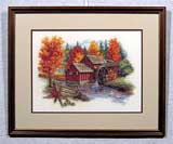 Вышивка «Домик» 26х35 (рамка 38х47)
(рамка деревянная, стекло антибликовое, оргалит, установка, двойное паспарту, вырез окна двойной)
