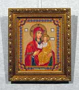 Вышивка бисером «Богородица» 24,5х20,5
(рамка деревянная, стекло антибликовое, оргалит, установка в раму, натяжка)
