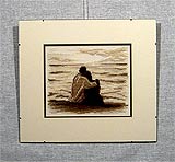 Вышивка «Пара у моря» 20,2х24,3
(рамка клеммерная, стекло антибликовое, обработка краев стекла, оргалит, установка работы в раму, двойное паспарту, двойной вырез окна в паспарту, клеммеры)
