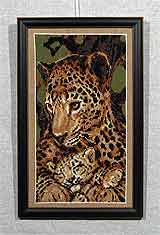 Вышивка «Леопарды» 40,5х24,0
(рамка деревянная, стекло антибликовое, оргалит, установка работы в раму, приклейка на спрэй)
